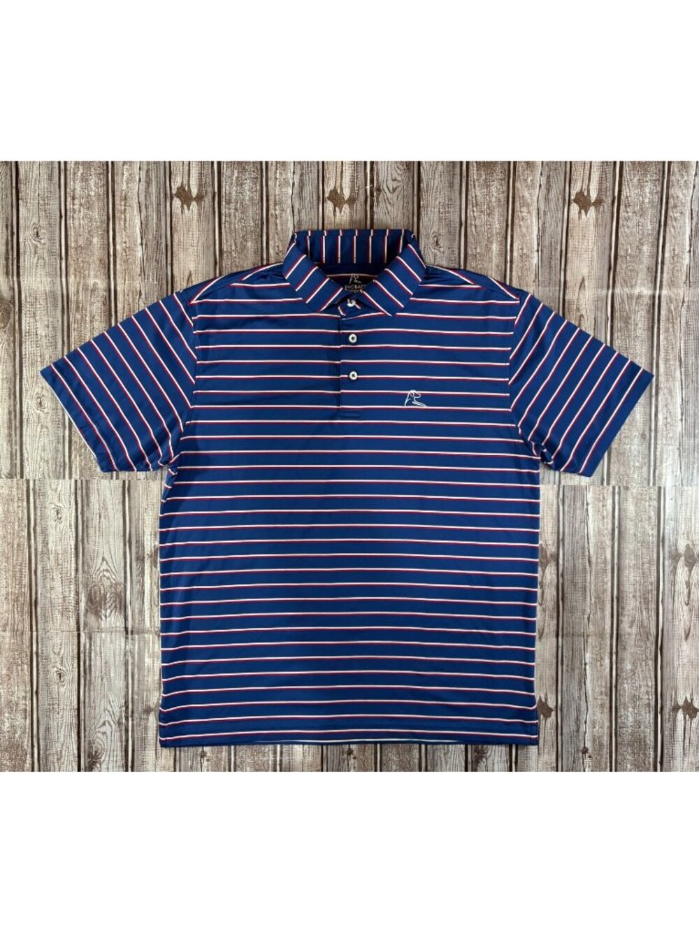 Rhoback striped USA polo shirt size M color blue NWOT golf performance